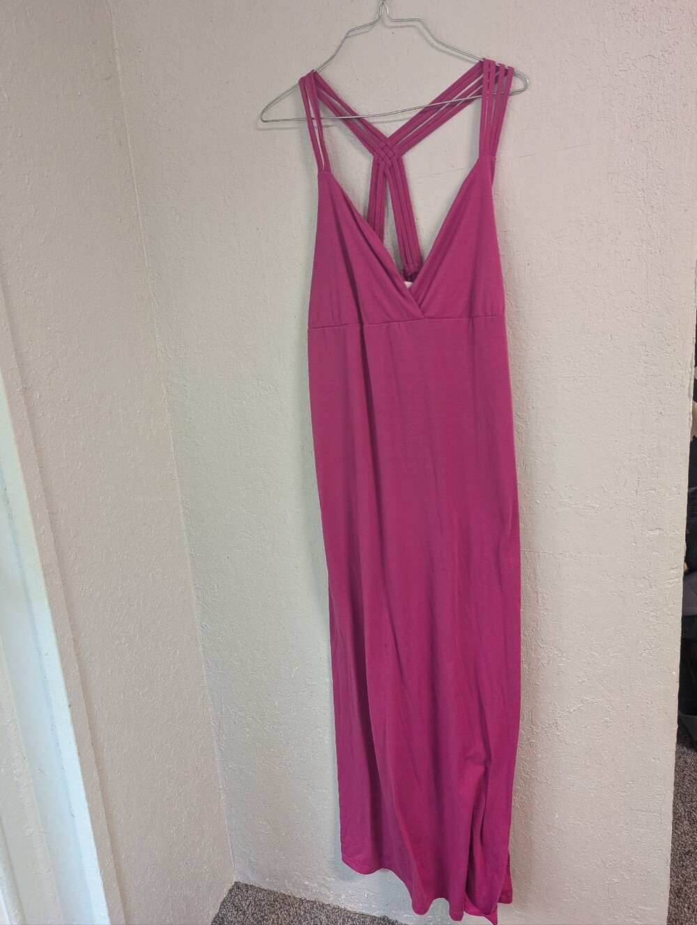 Y2K V neck Racerback Maxi dress L Stretchy Strappy Festival Casual Beach Boho